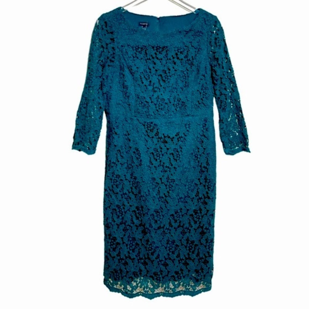 $199 NWT TALBOTS DRESS SIZE 8 GREEN LACE MIDI LINED ZIP UP WEDDING SPRIN…